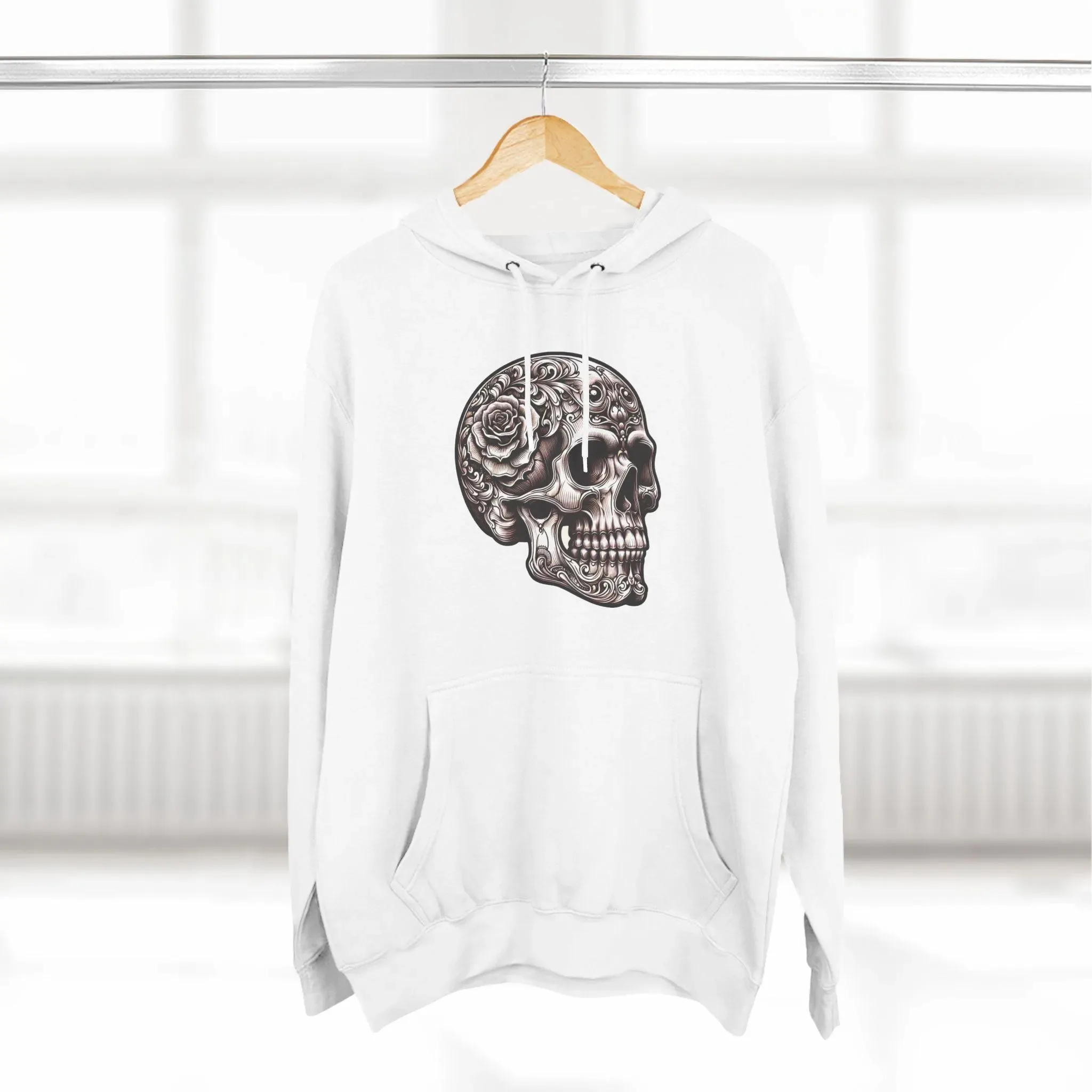 

Autumn and Winter Style Elegant Skull with Floral Design Cotton Hoodie Offer A Striking Visual, Great for Touch of Artistic