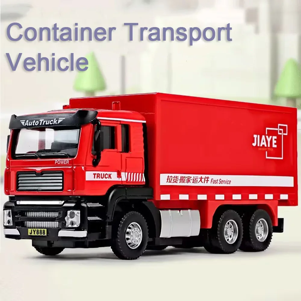 

1/50 Container Transport Vehicle Models Cars Toy Carriage Can Opened Car Model with Sound Light Van Truck Perfect Gifts for Boys