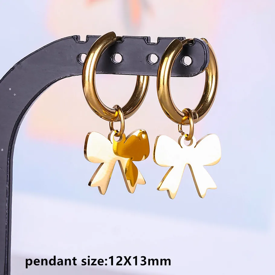 Engelskreuz Alien Anhänger Creolen Stern Schwert Bogen Edelstahl Runde Ohrringe für Damen Herren Schmuck Piercing Aretes Geschenk – Detail 14