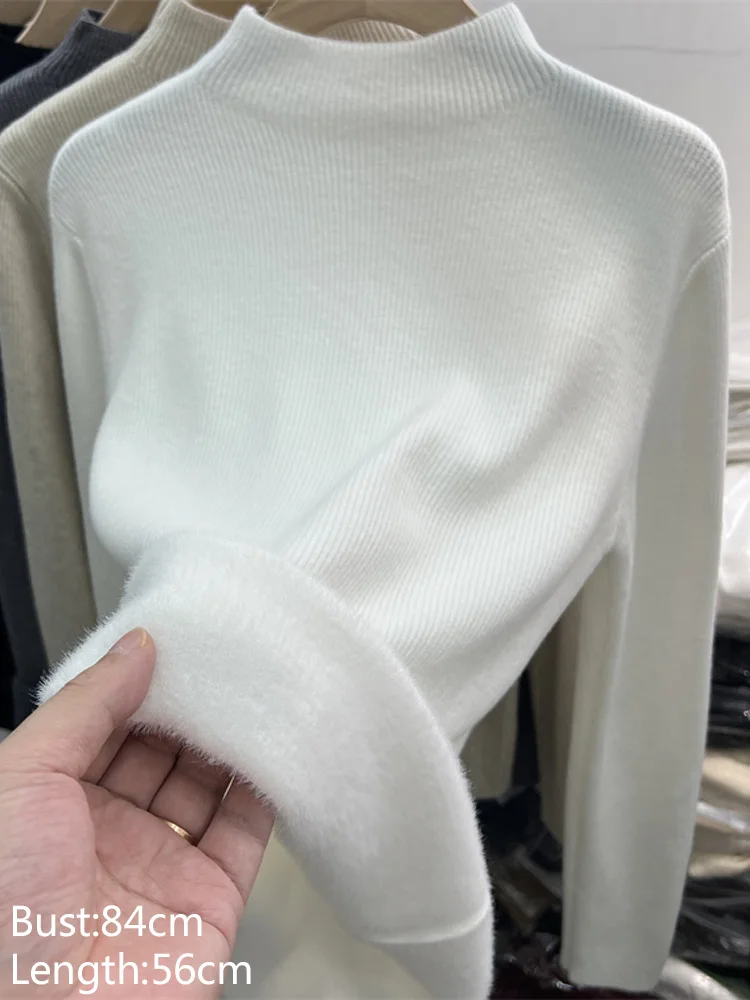 

Autumn Winter Long Sleeve Women Sweater New Fashion Thicken Fleece Pullovers Knitted Women's Sweaters Office Lady Winter Clothes