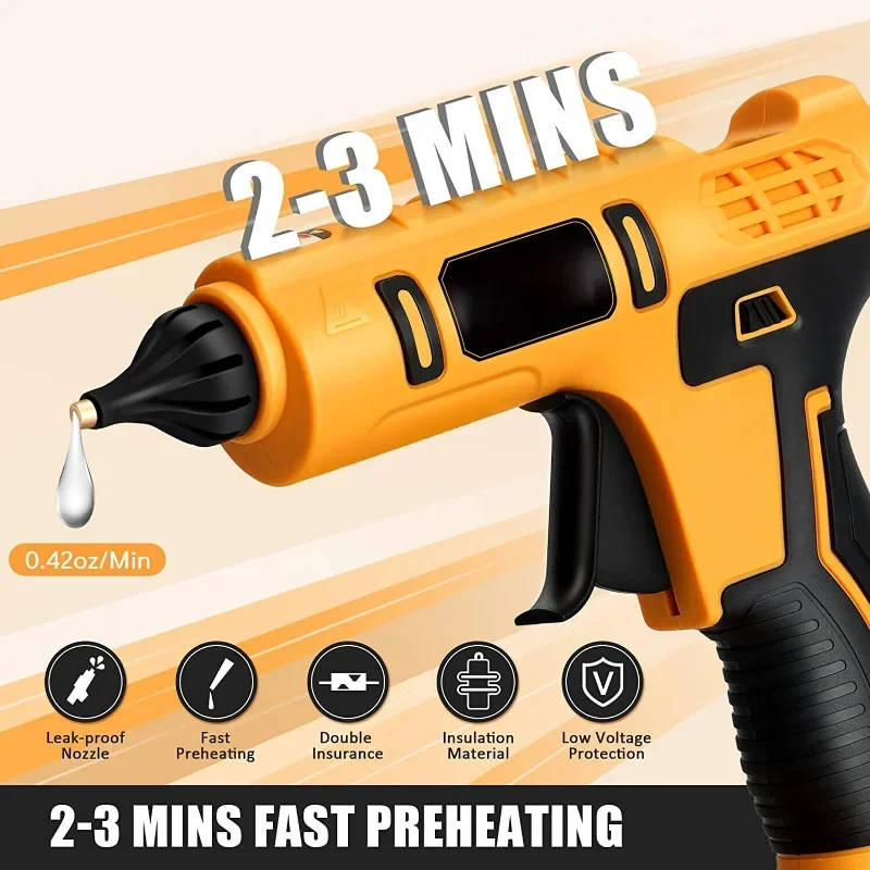 Imagem -06 - Pistola de Cola Quente Portátil Elétrica sem Fio Reparar Ferramenta Faça Você Mesmo Soldagem a Quente Bocal Anti-escaldante com 10 Varas para Dewalt