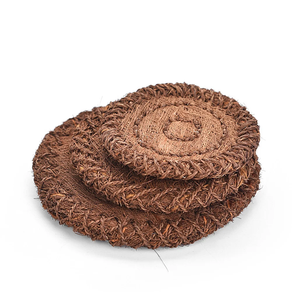 

13X13Cm Heat Resistant Woven Mat For Home Office Heat Resistant Cup Holder Hotel Tea Use Woven Cup Mat Brown