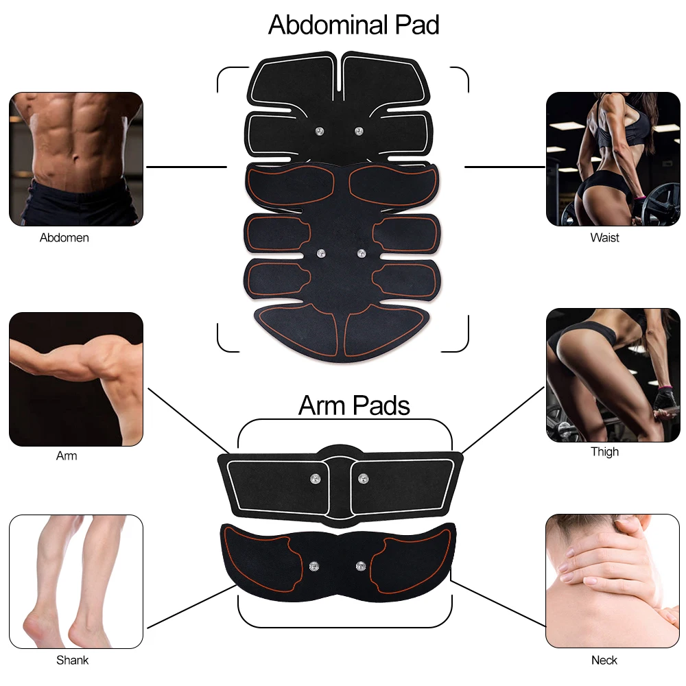 EMS Muscle Stimulation Smart Abdominal Muscle Trainer Wireless Fitness Training Massage Weight Loss Slimming Body Shaping Unisex