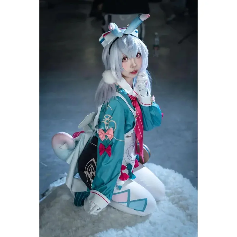 Game Genshin Impact Sigewine Cosplay Costume Wig Dress Full Set Fontaine Sigewine Fortress Head Nurse Uniform Halloween Party