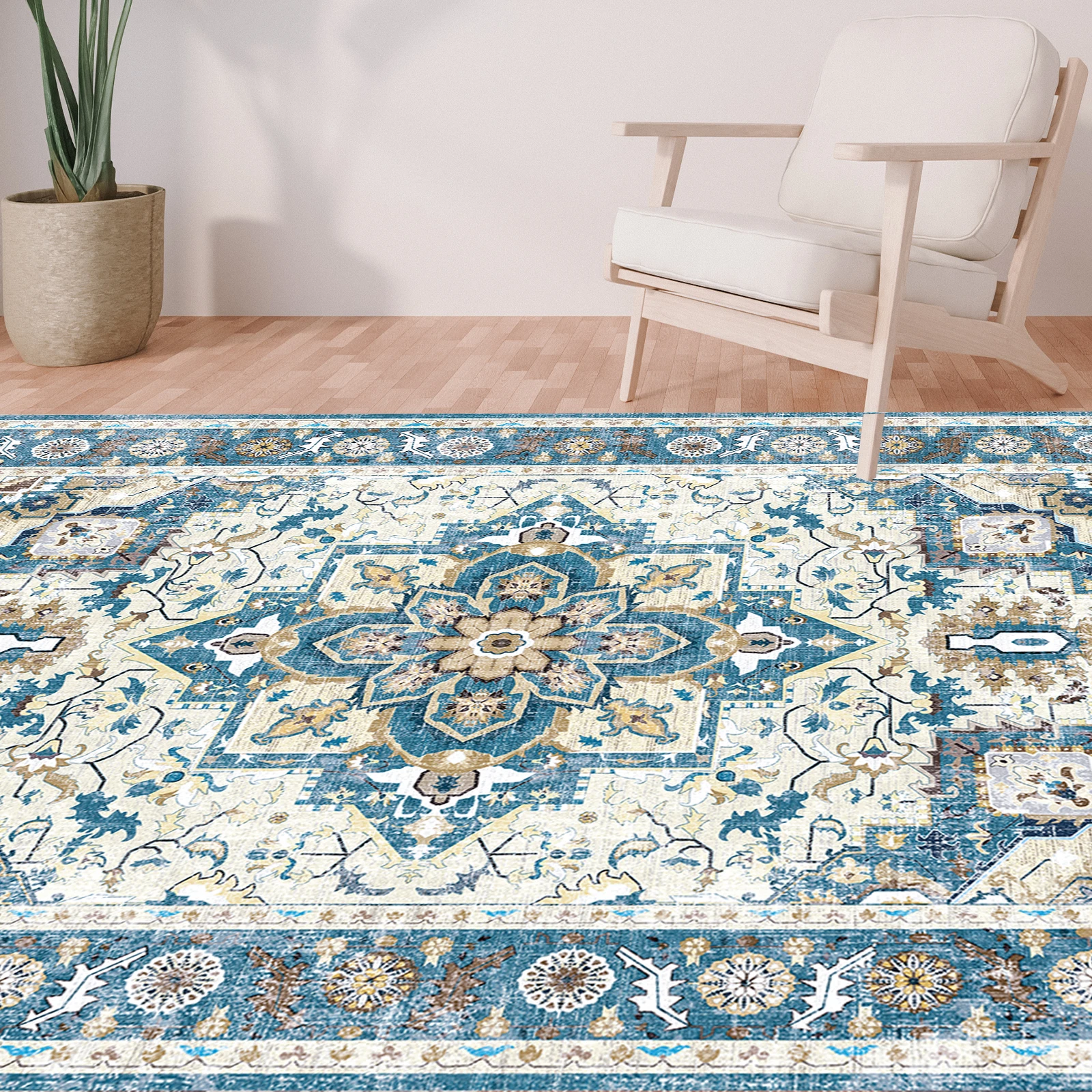 Orhopui Retro-Style Persian sponge Carpet, Stain Resistant, Non-Shedding, Washable Rugs, Non-woven felt spot molding