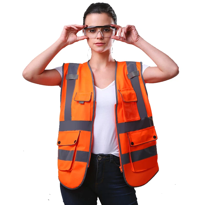 Reflective Vest for Women with Pockets Work Safety Adult Construction Vest Hi Vis Vest Biking