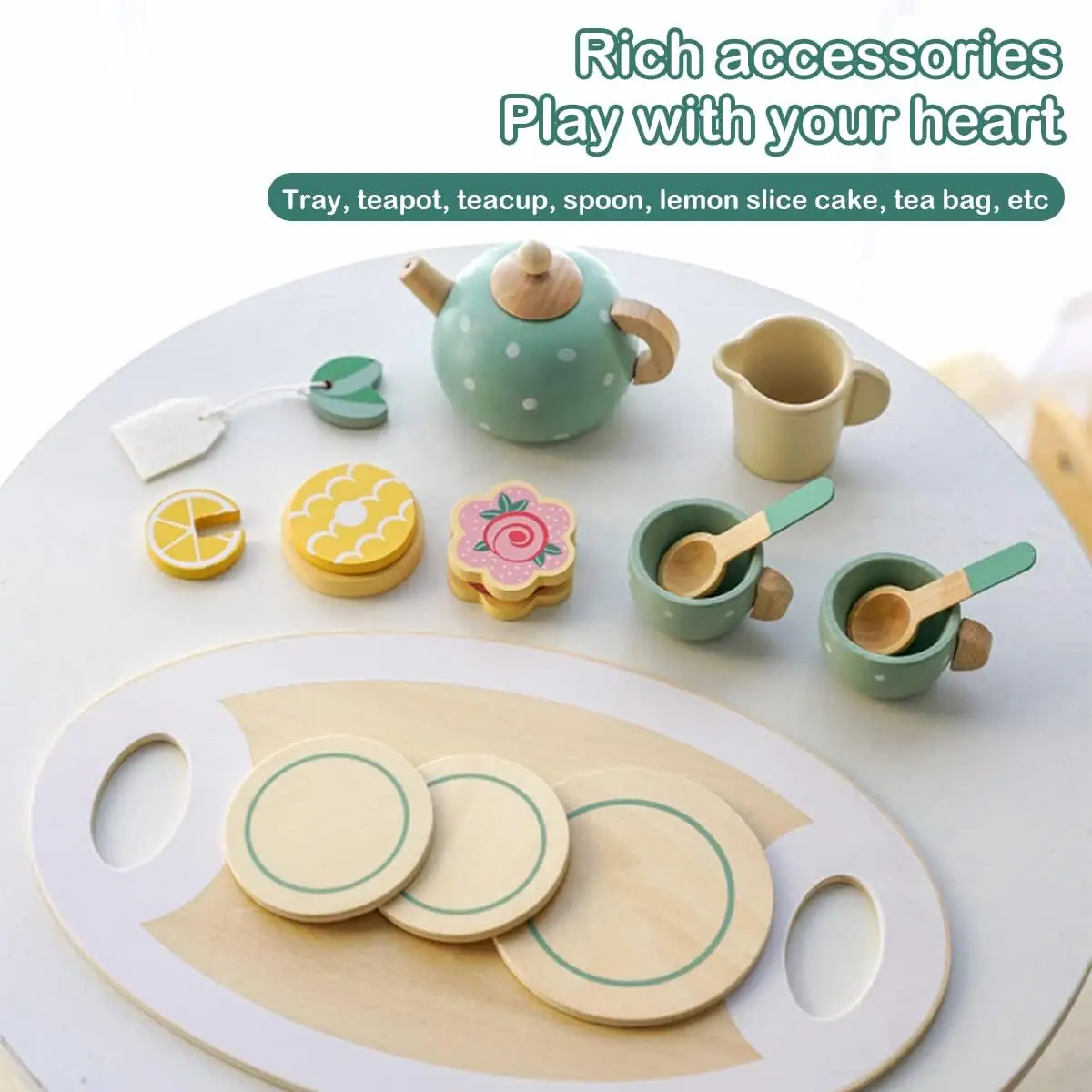 Montessori Sorting Stacking Toy Wooden Role Play Ice Cream Toy Tea Set Kitchen Play House For Toddlers Education Game