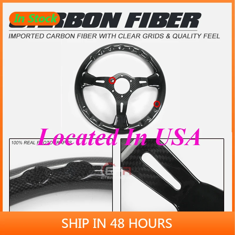 

R Type Carbon Fiber Steering Wheel (350mm diameter, deep around 60mm, 6 bolts 70mm PCD) For Civic GTS MX5 EVO JDM Universal Fit