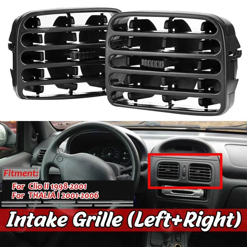 T18C-Car Left & Right Dashboard Air Conditioner Air Vent Outlet Grille For Renault Clio II 2 2001-2006 7702258375 7702258279