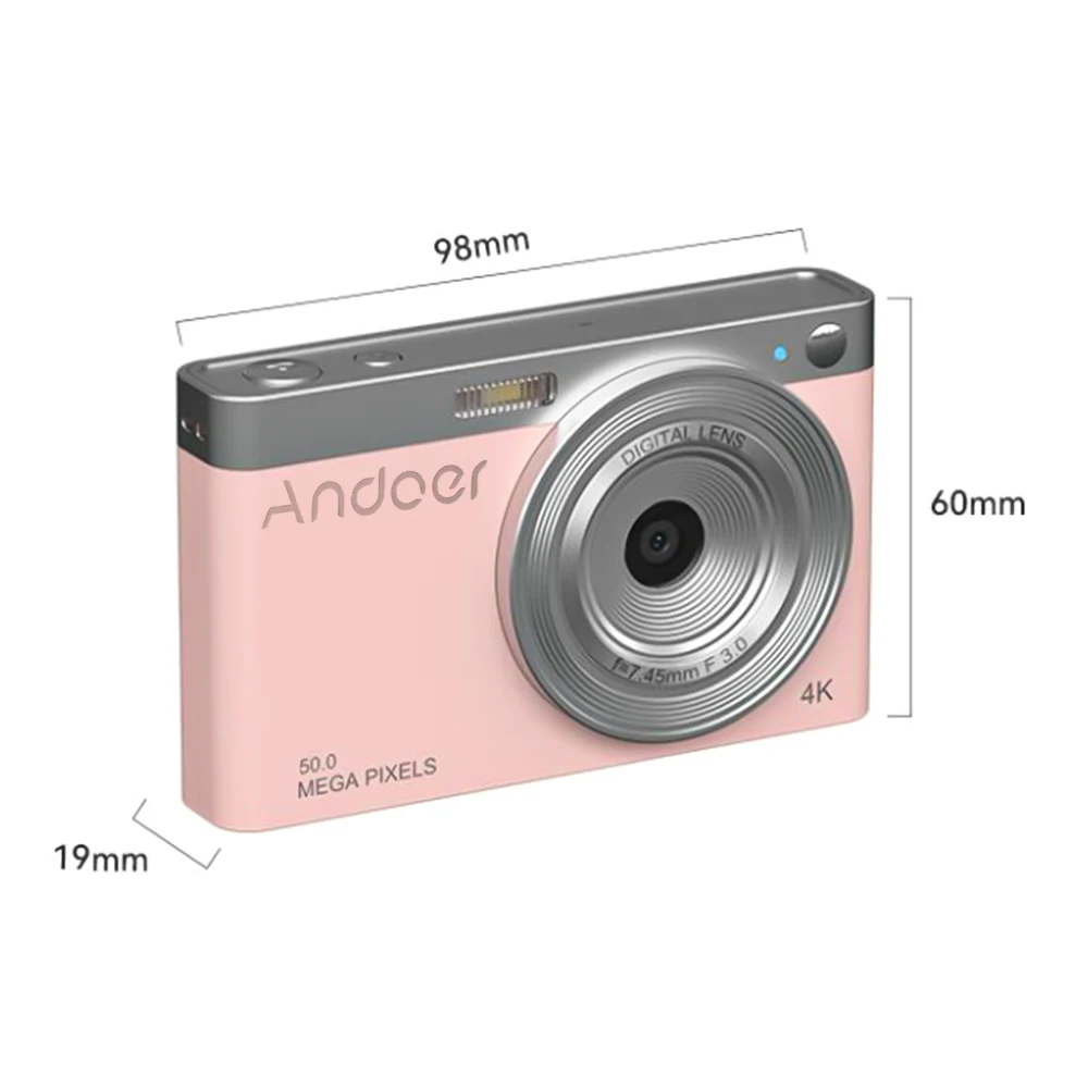 Andoer Compact 4K Digital Camera Video Camcorder 50MP 2.88Inch IPS Screen Auto Focus 16X Zoom Face Detact Smile Capture Flash