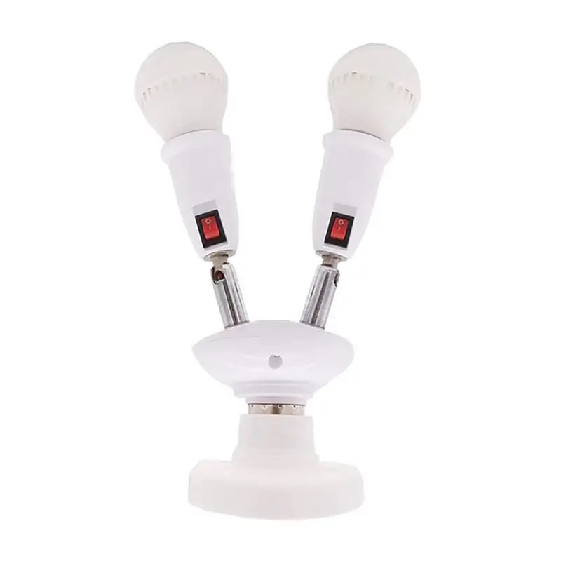 2X 360 Degree Adjustable - 2 In 1 E27 Splitter Socket Adapter. E27 Standard LED Bulb Socket Adapter