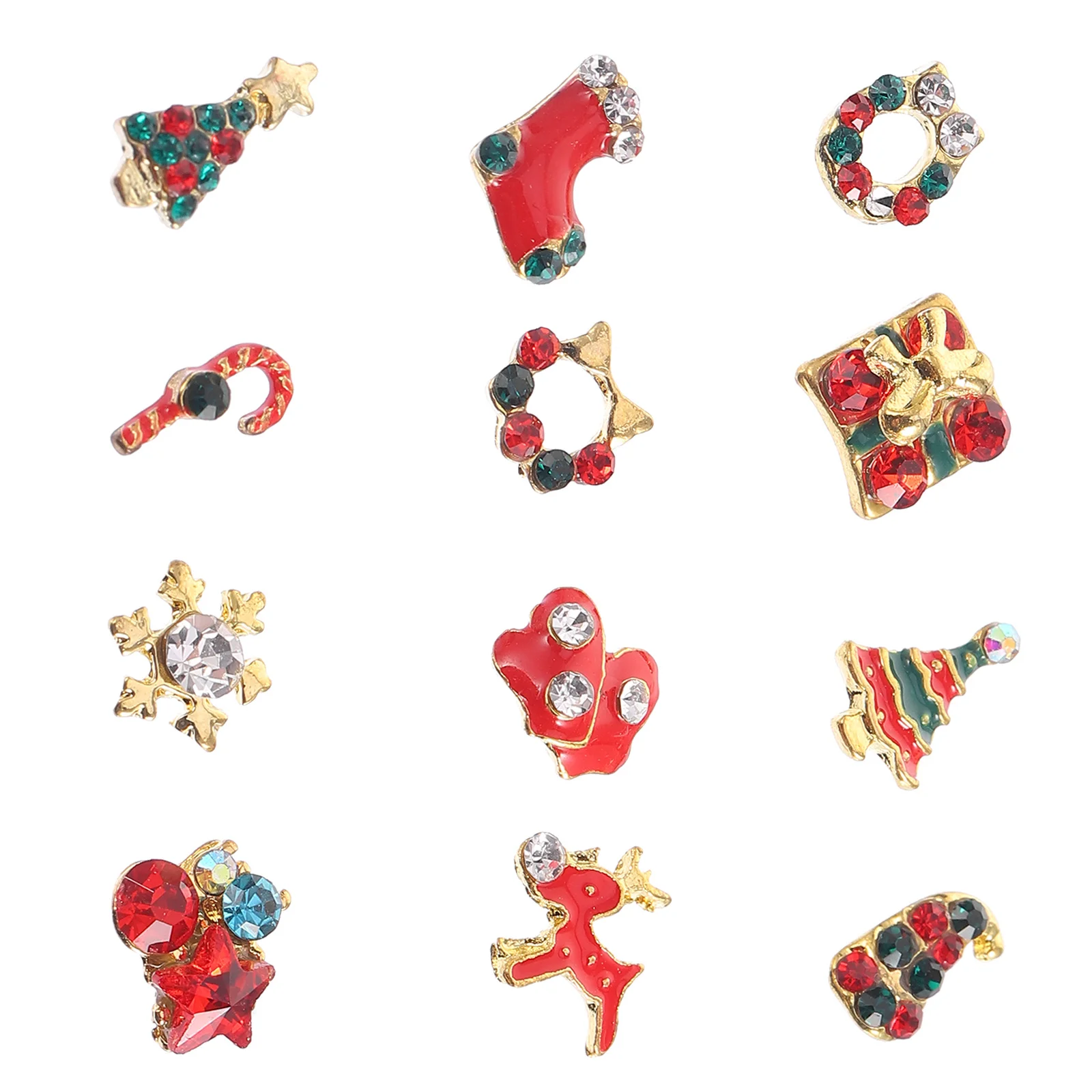 

12 Pcs Nail Patch Accessories Sticker Manicure Alloy Nails Christmas Decals Holiday Art Jewelry Flash