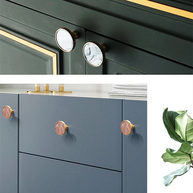 Minimalist Modern Zinc Alloy Shell Stone Single-Hole Handle for Colorful Cabinet Doors, Wardrobe, and Drawer Pulls cabinet knob