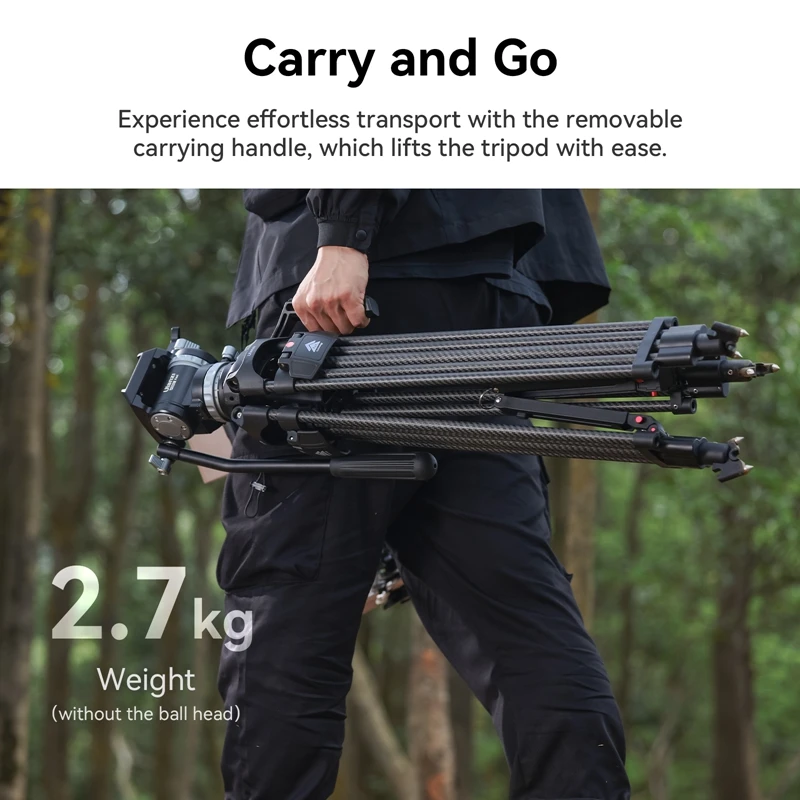 Ulanzi T047 VideoFast Heavy Duty Carbon Fiber Tripod Leg Load 25kg Only Tripod Leg with 75mm Standard Ball Base