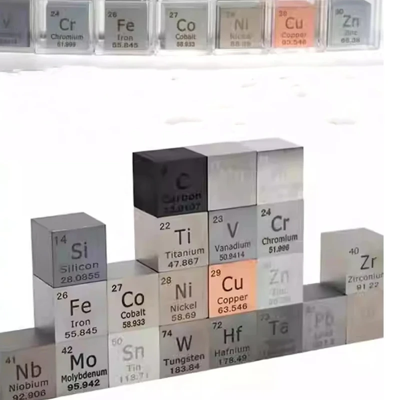 Cube d'éléments haute densité pour collection de tableau périodique, figurine miniature pédagogique, matériel pour expériences scientifiques et de laboratoire