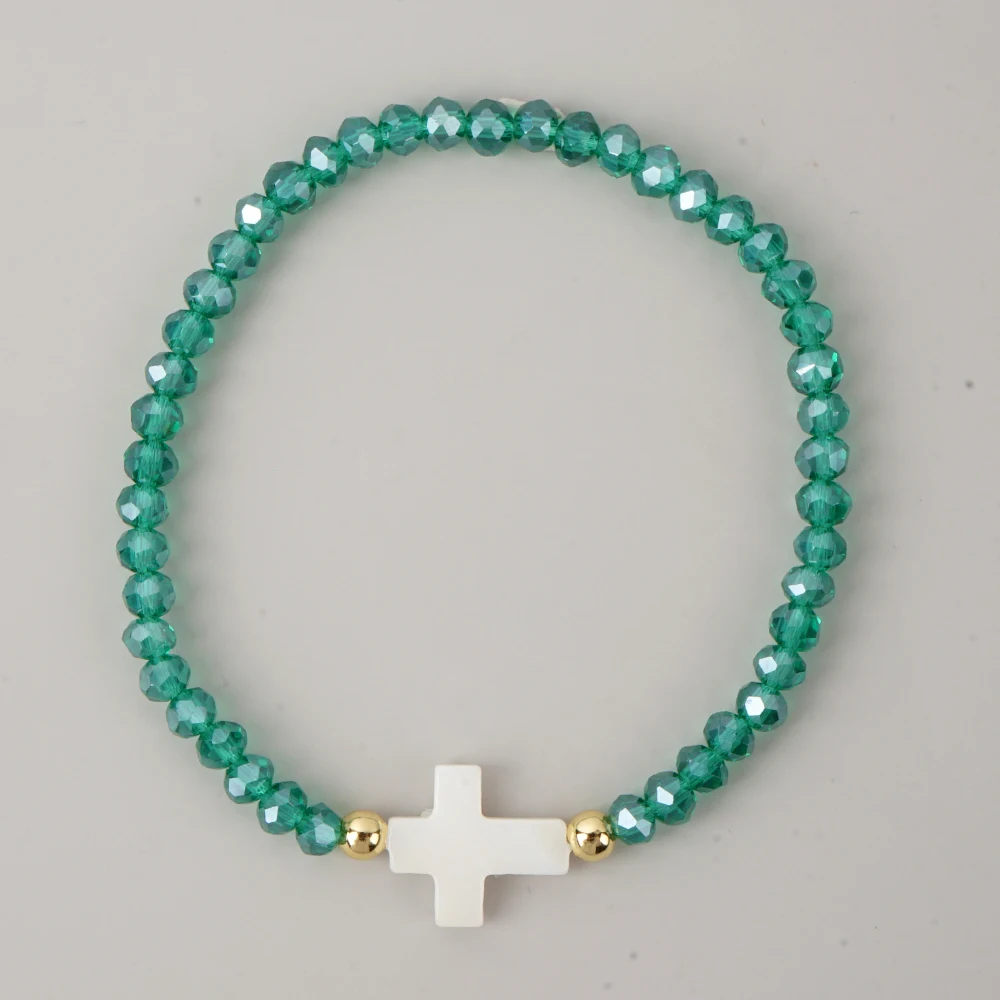 Go2boho Crystal Beaded Bracelets Healing Luck Shell Cross Boho Elastic Stretch Handmade Jewelry For Women Men Fashion Gifts image 5