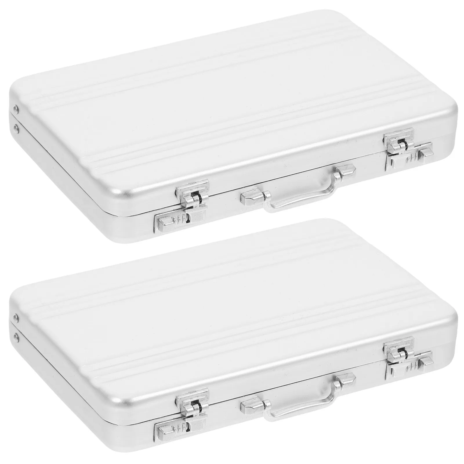 2Pcs Slim Aluminum Alloy Business Card Holder Mini Briefcase Metal Card Case Portable Credit Id Storage Hard Case Money Holder