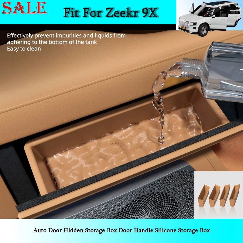 Fit for Zeekr 9X 2025 2026 Auto Door Hidden Storage Box Door Handle Silicone Storage Box Auto Interior Protective Accessories