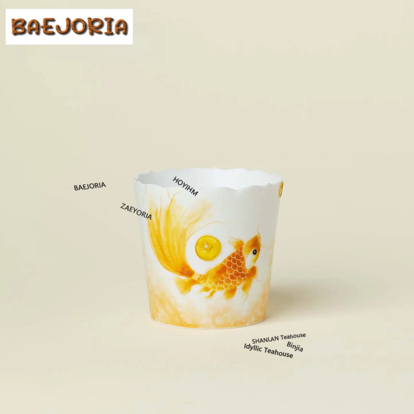 

160ml Hand-painted Golden Carp Teacup Elegant Tea Bowl Tea Cup Set Tea-tasting Fragrance Cup Chazhan Master Cups Tea Ceremony