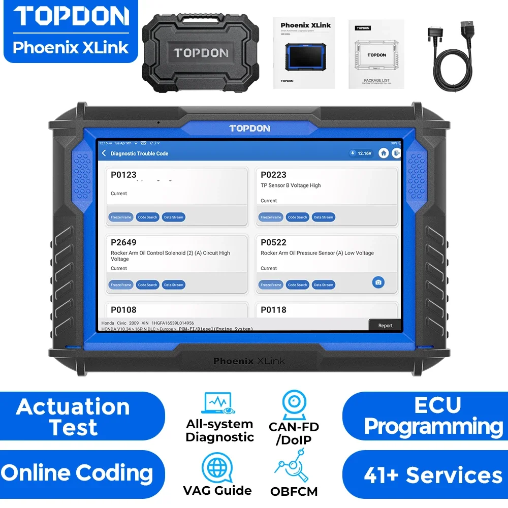 TOPDON Phoenix XLink: ECU Program/Coding, Topology Map, 41+ Resets, Bi-Directional, CAN FD/DoIP & 2Y Free Update