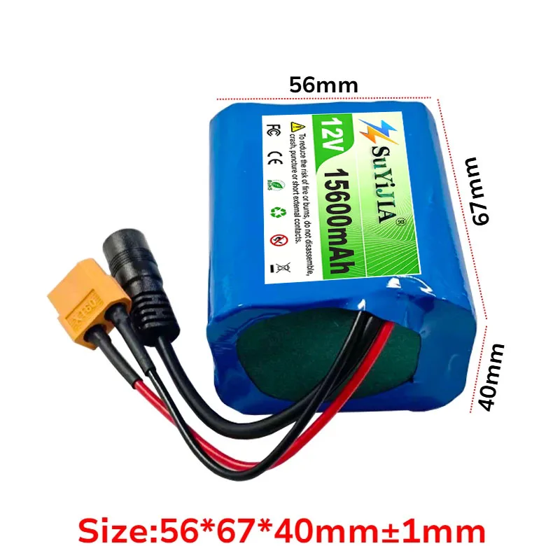 12V 15600mAh for D50B GPS Bait Boat 3S2P 18650 Lithium Battery Pack Elevator Intercom Video Doorbell Emergency Light Emergency