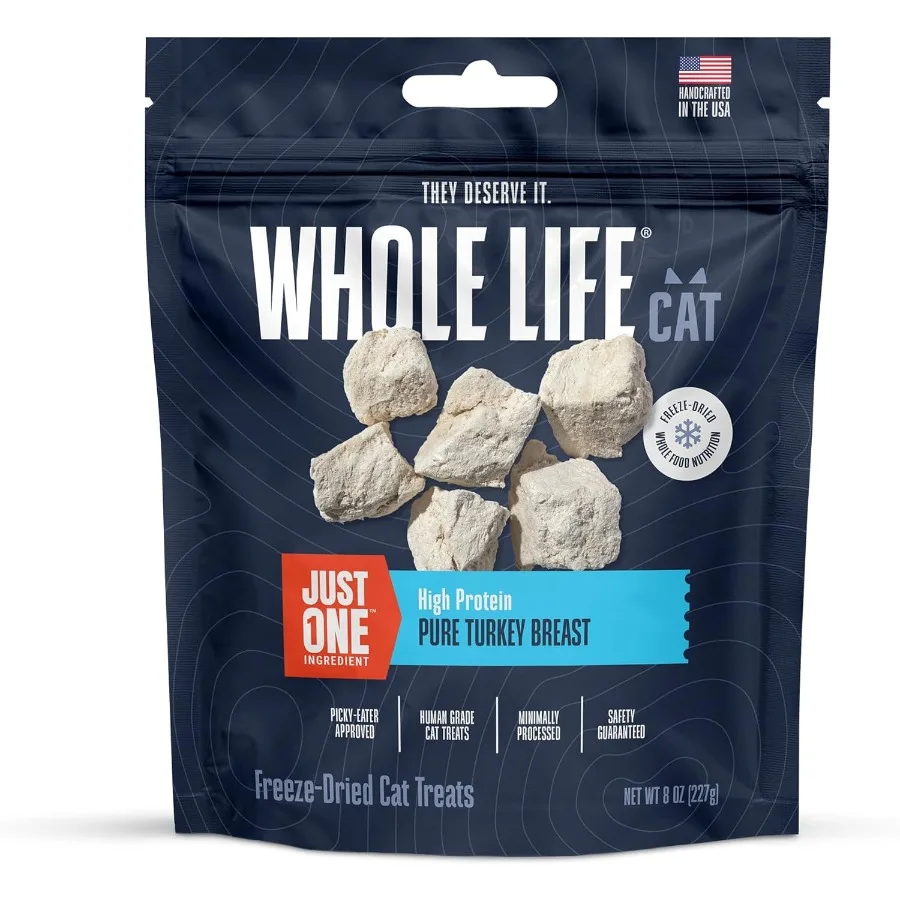 

Whole Life Cat Just One Turkey Freeze Dried Cat Treats - Human Grade High Protein Food Healthy Training Snacks Freeze Dried Tur