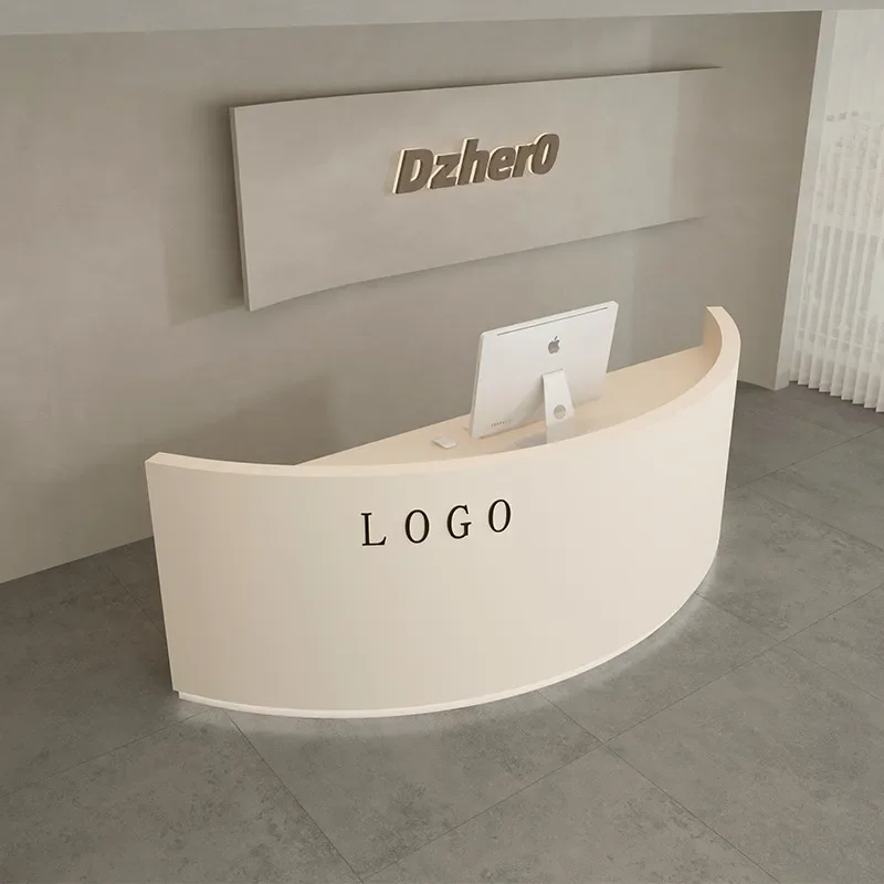 Light Luxury Modern Semi Circular Curved Table for Beauty Salon Bar Checkout Counter Clothing Store Company Front Desk