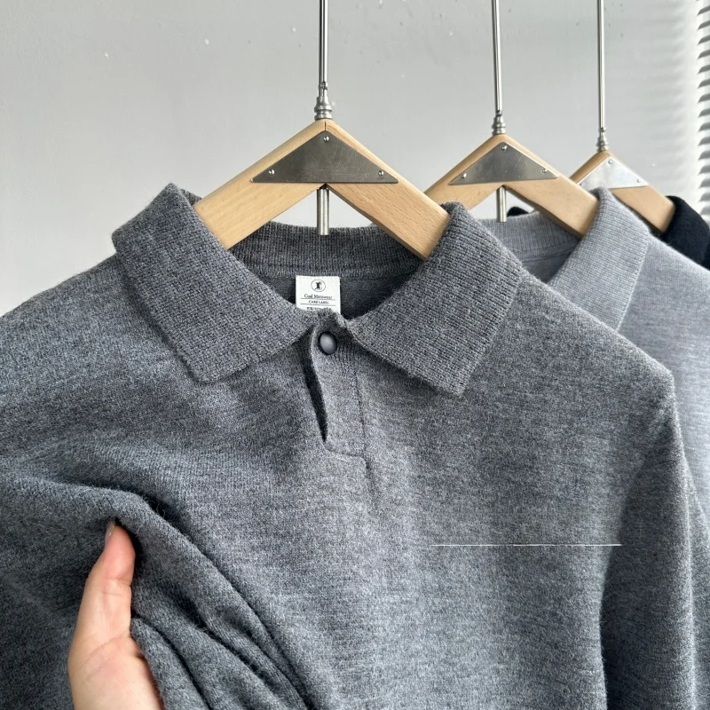 

Мужской вязаный свитер с длинным рукавом и воротником, осенне-зимний, удобный, дышащий, универсальный, модный, молодежный стиль