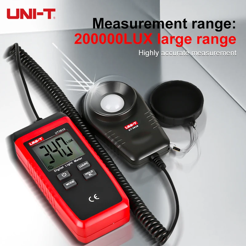 UNI-T Digital Light Meter Split Type, 200000Lux Luxmeter with Separate Probe, Data Hold for Illuminance Measurement