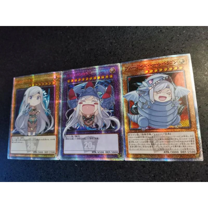 Anime Acg Color 3Pc Flash Card Blue-Eyes White Dragon Collection Game Toy Solitaire Christmas Birthday Gift