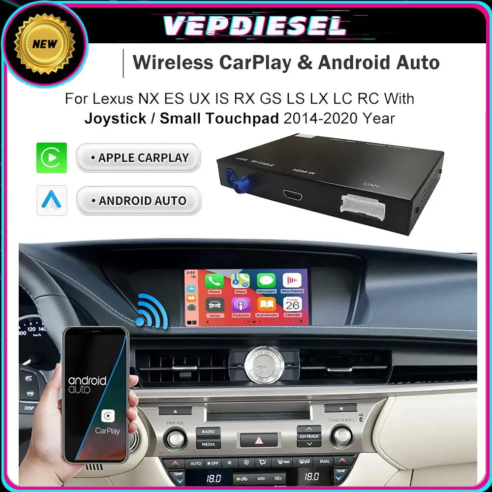 

New Wireless CarPlay Airplay For Lexus NX ES UX iS CT RX GS LS LX LC RC 2014-2020 High-end Joystick Small Touchpad