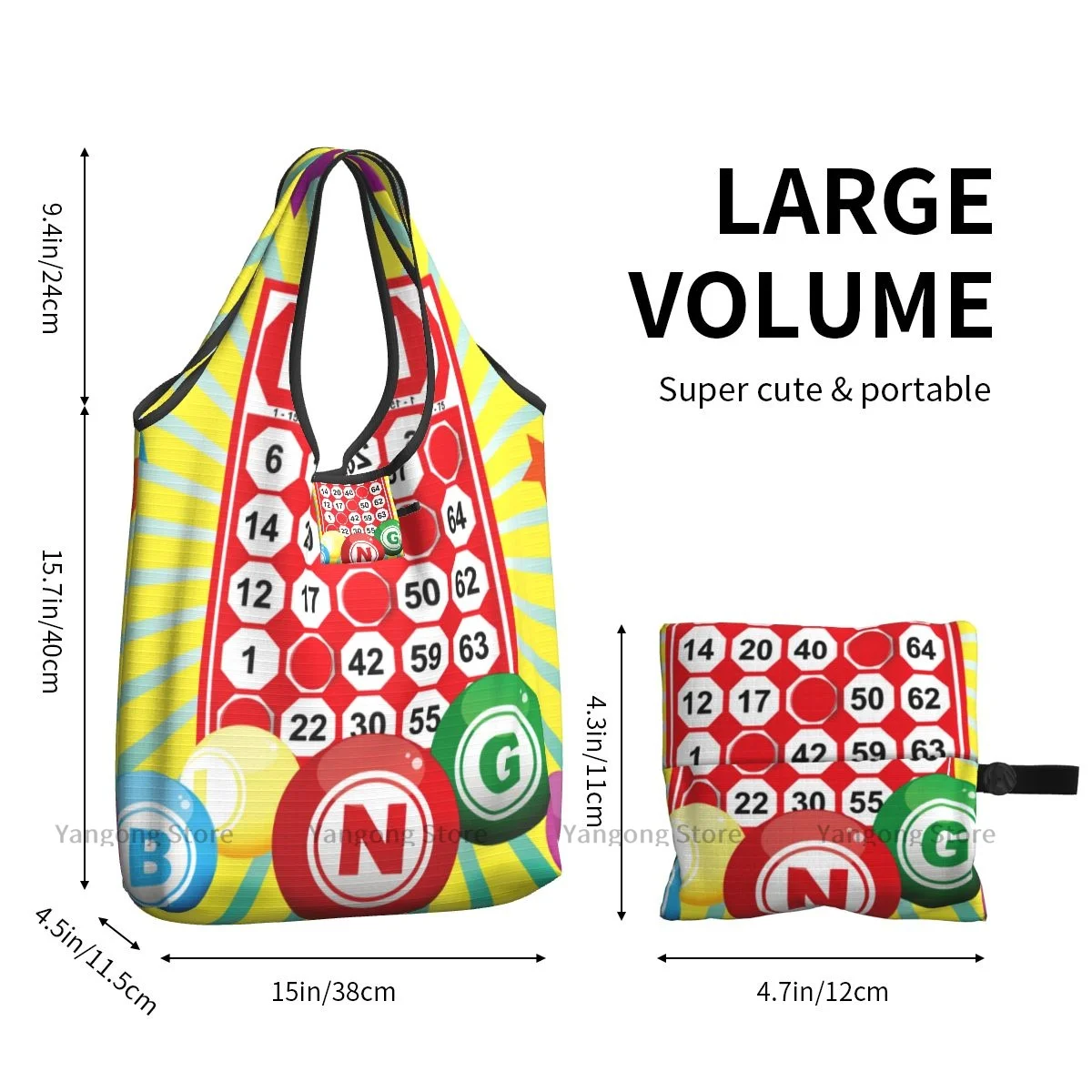 Shopping Bag Bingo Card And Ball Eco-friendly Folding Reusable Portable Shoulder Handbag for Travel Grocery Bag