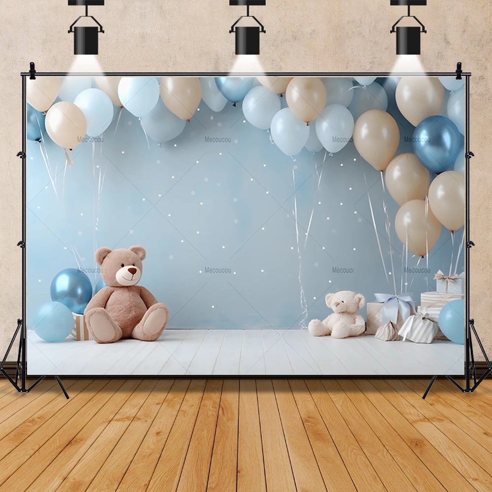 Sweet Bear Balloons sfondo personalizzato bambini festa di compleanno sfondo Decor Banner neonato doccia Studio fotografia puntelli