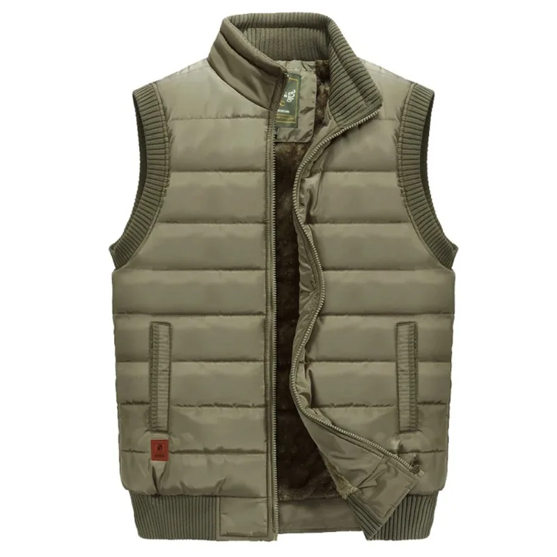 

Large Size Vest, Autumn Winter Solid Color Stand Up Collar Sleeveless, Men's Cotton Jacket, Comfortable New Warm and Plush Coat
