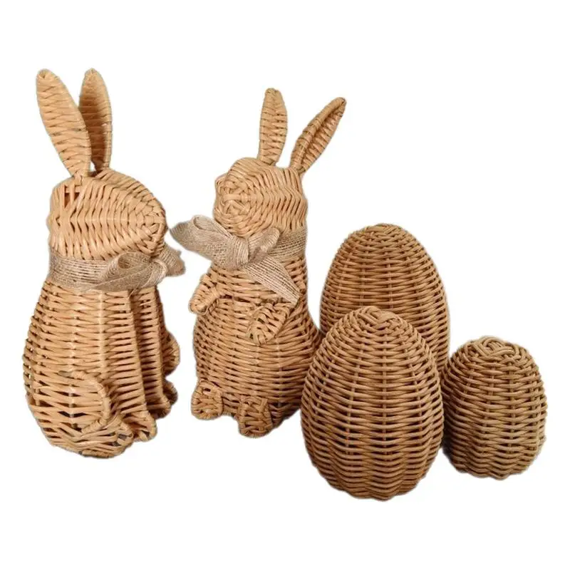 

Rattan Easter Bunny Eggs 5X Woven Easter Rabbit Eggs Spring Farmhouse Easter Bunny Egg Decoration For Holiday Festival Birthday