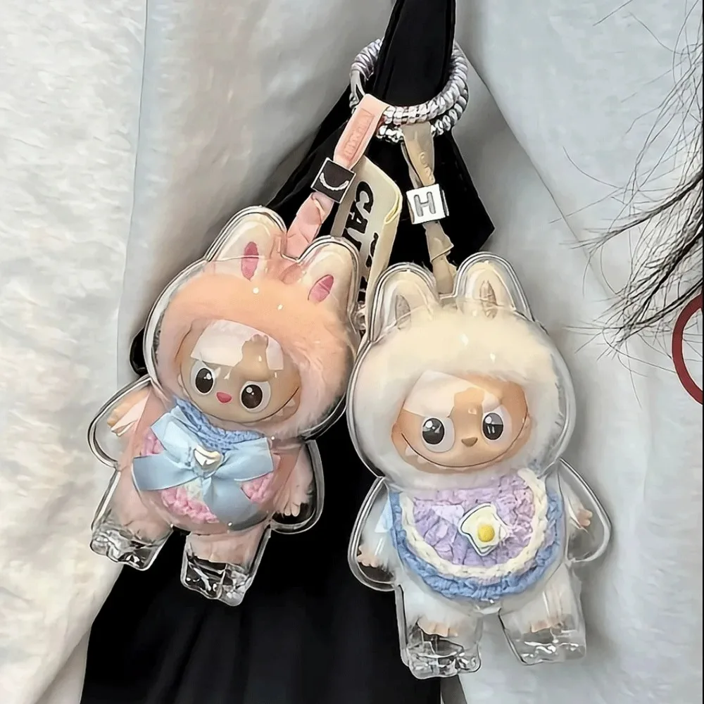 NUEVA caja protectora Labubu de 4,0 pines para amor, caja de exhibición transparente, cubierta antipolvo para muñeco de peluche, caja de almacenamiento, accesorios para muñeca Labubu