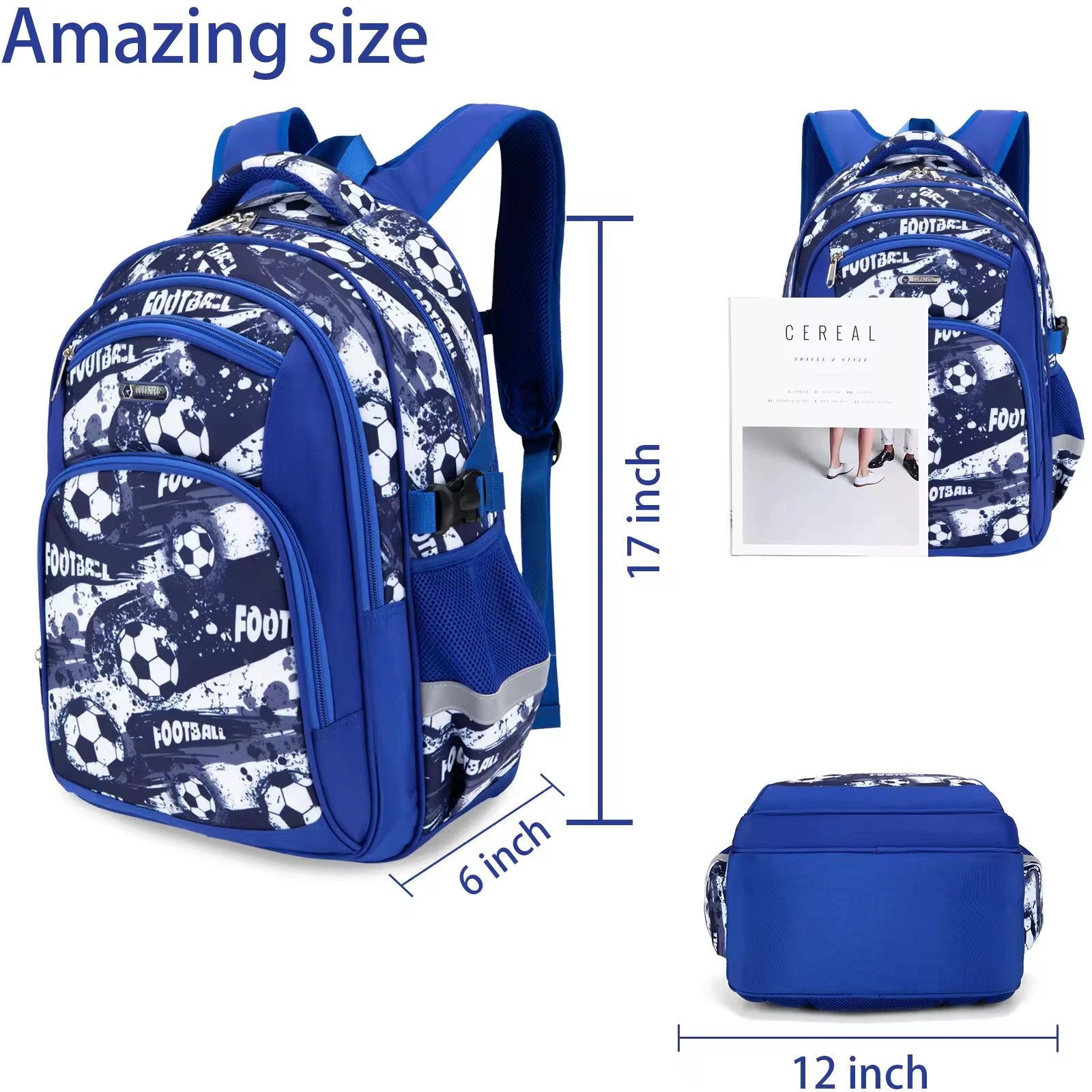 AOK Football Cartoon Backpack Primary School Bags For Boys Elementary Student Backpack High Quality Knapsack