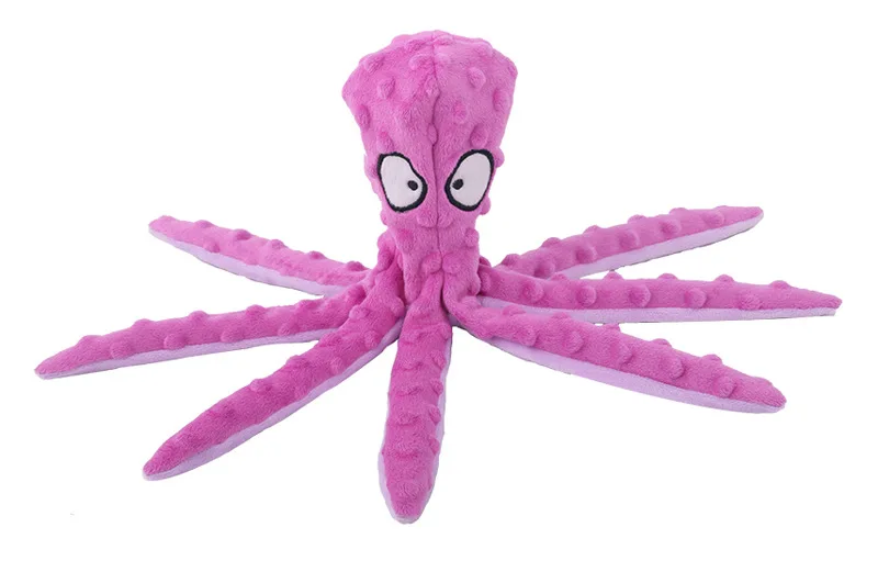 Plüsch-Oktopus-Hundespielzeug, interaktives Spielzeug, unzerstörbar, bissfest, mit Sound, quietschendes Oktopus-Rassel-Spielzeug für Welpen und Hunde – Detail 4
