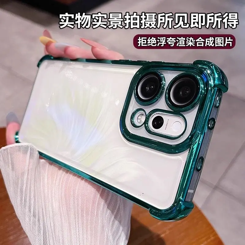 For OPPO Reno 14F 13F 14 13 pro  Case Luxury electroplated airbag transparent silicone TPU Cover For OPPO Reno14F  Bumper Funda