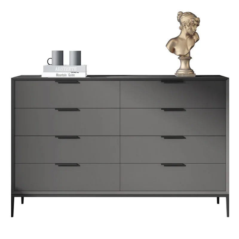 Modern black wooden chest of drawers with shelving design, suitable for family hotels, schools, apartments, living room