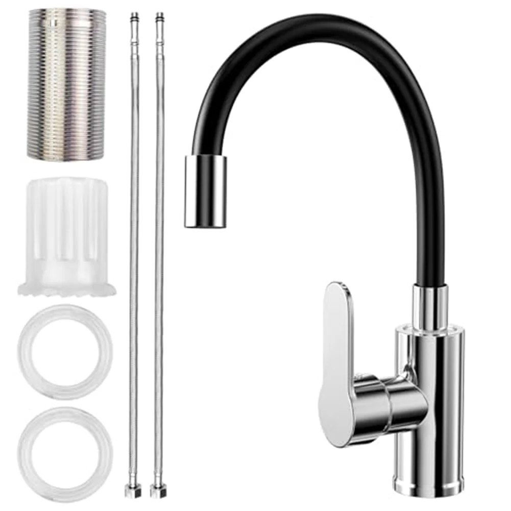 

Flexible kitchen tap featuring rotatable spout and water saving aerator designed to improve water control and minimize waste