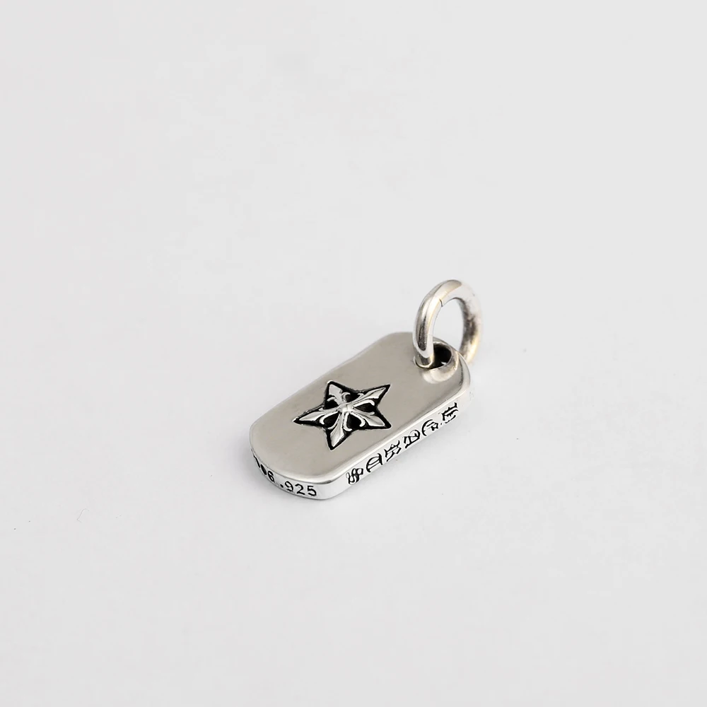 Trendy Personalized Jewelry Tag 925 Sterling Silver Five-Pointed Star Square Letter Tag Small Pendant