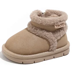 Dziecięce buty śniegowe 2024 Winter New Plush Warm Boys and Girls Cotton Shoes Thick Fur Anti-slip Baby Casual Short Boots