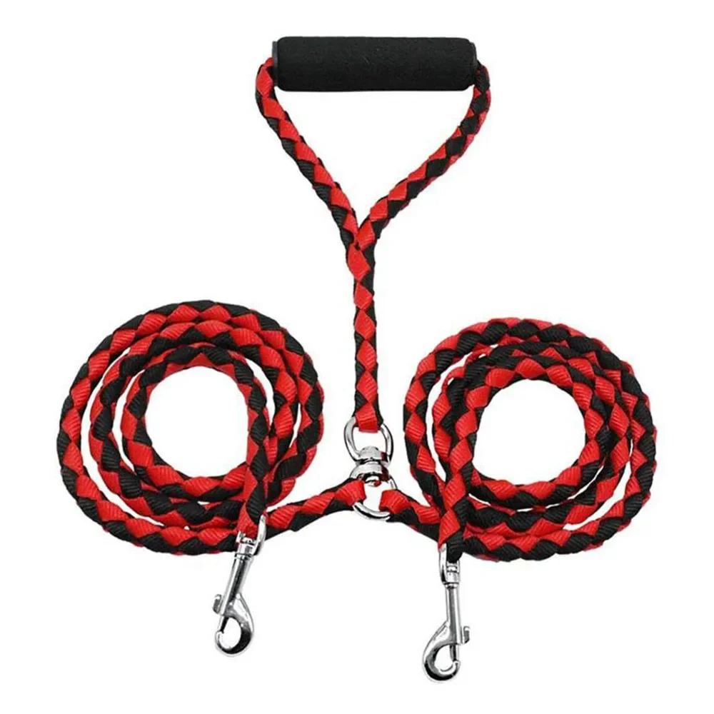 

Heavy Duty 2 Way Nylon Braided Dual Dog Leash Strong Dogs Double Leashes Coupler Pet Leads for Walking Running Medium Large Dogs