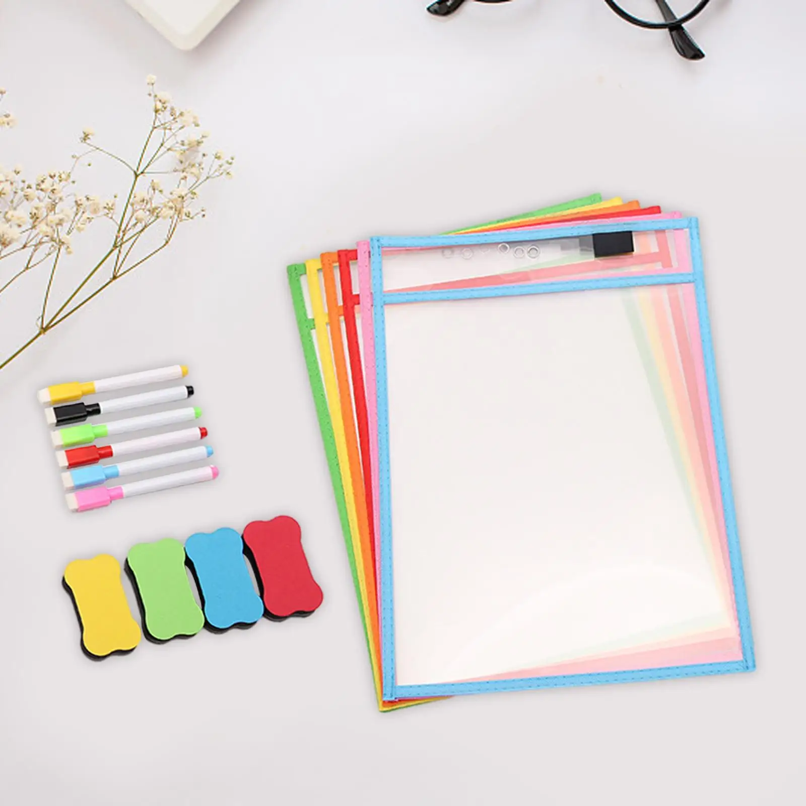 6x засушенные карманы для стирания, детские защитные бумажные карманы, сухие стираемые рукава