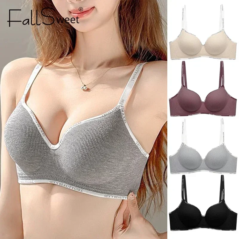 FallSweet Women's Small Chest Push Up Bra Seamless Wireless Bralette Thin Cup Sexy Underwear Comfortable Female Lingerie 32-38AB