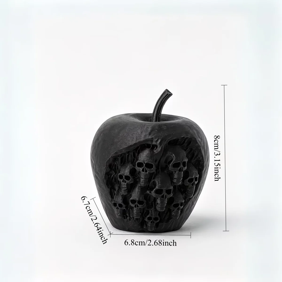 3D Printed Skull Apple Statue Goth Halloween Creepy Apple Sculpture Punk Sugar Skull Figurine Desk Room Goth Decor Horror Gift