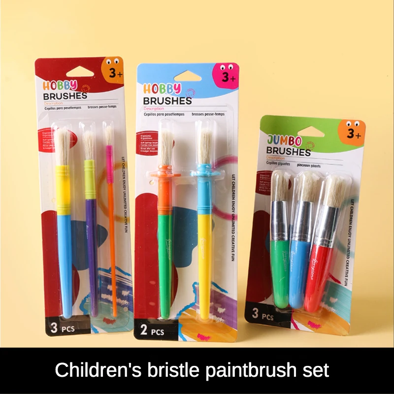 2/3Pcs Set Kinderen Kwast Creatieve Diy Haren Aquarel Olie Pen Dikke Paal Tip Platte Kop Kleuterschool schilderen Leveringen