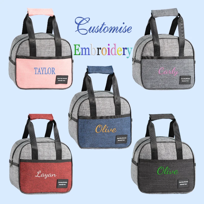Embroidery Customization / Standard Version Women's Handbag Color-Blocking Lunch Box Bag Reinforced Handle Strap Home Travel Commute Outdoor Camping Picnic Lunch Bag Large Capacity Storage Bag Practical Gift for Friends