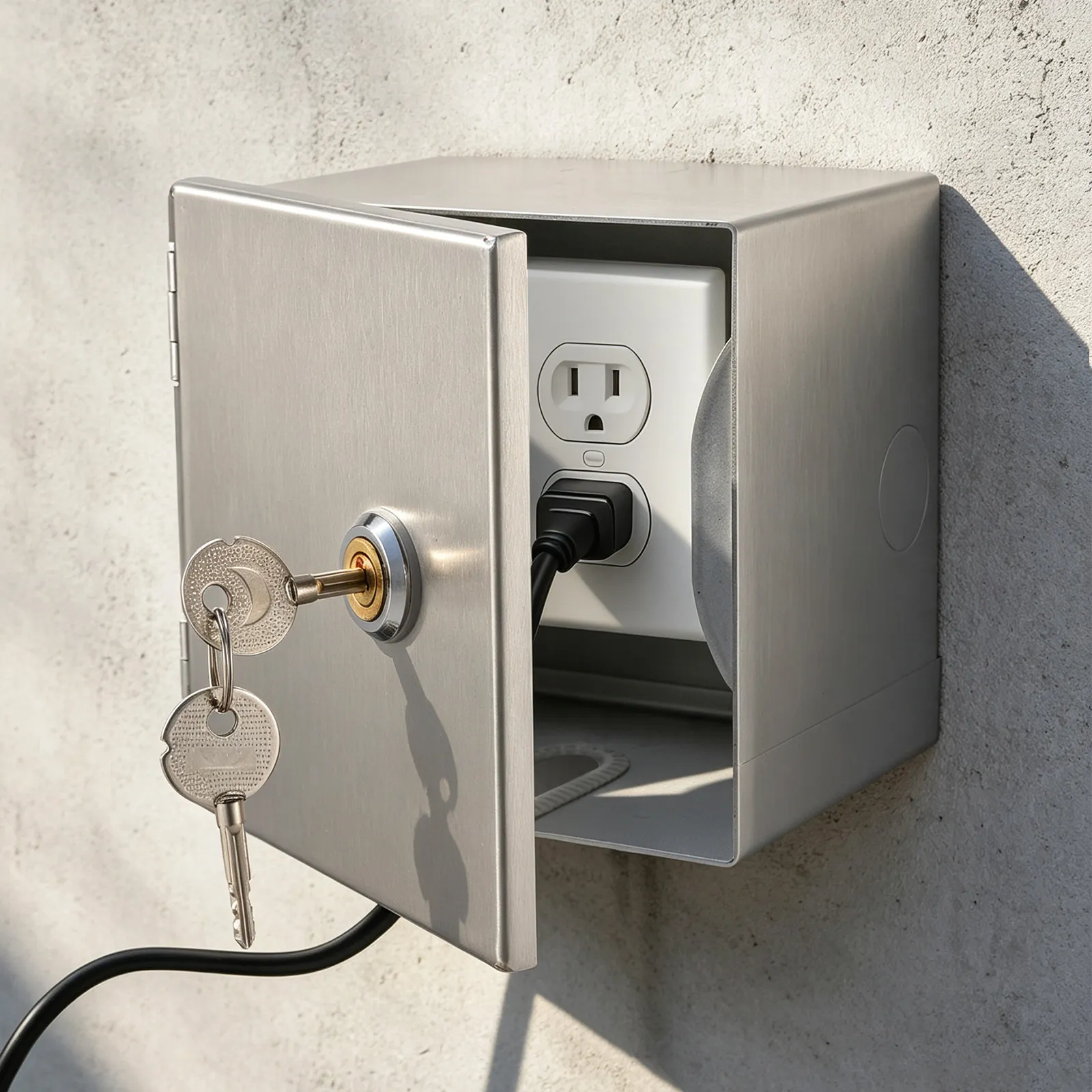 Surface Mounted Waterproof Electrical Box Lockable Stainless Steel Outdoor Socket Box Electric Vehicle Charging Protection Cover